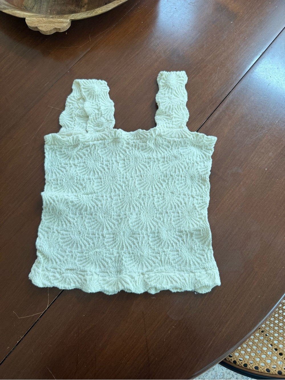 Amazon Cream Textured Smocked Tank Top